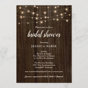 Rustic Farmhouse Twinkling Lights Bridal Show Invitation