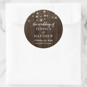 Rustic Farmhouse Twinkling Lights Classic Round Sticker