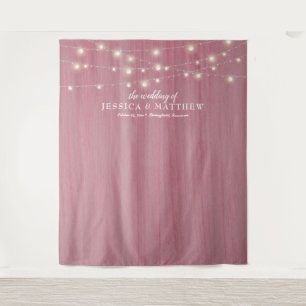 Rustic Farmhouse Twinkling Lights Wedding Backdrop Tapestry