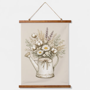 Rustic Farmhouse Watering Can Hanging Tapestry