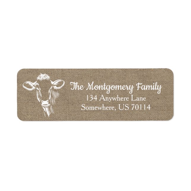 Rustic Farmhouse White Cow Faux Burlap (Front)