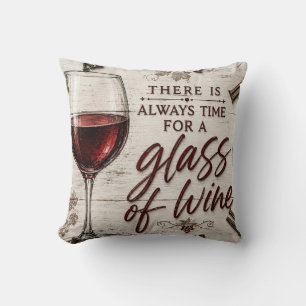 Rustic Farmhouse Wine Lover Gift Cushion