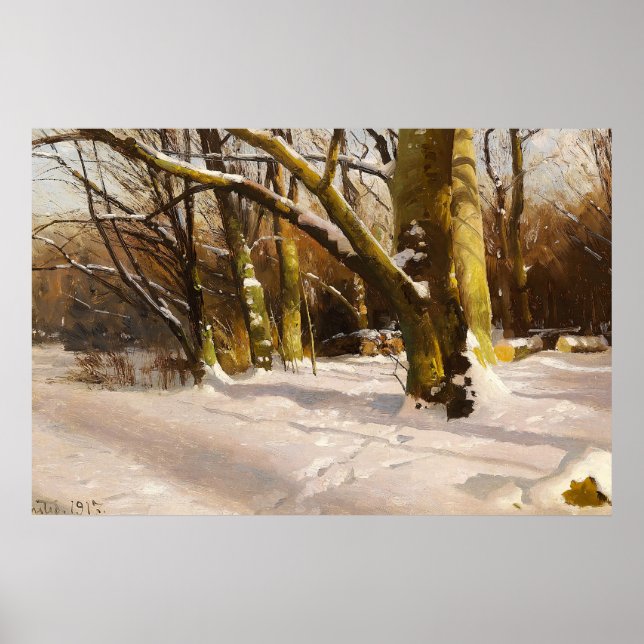 Rustic Farmhouse Winter Sun Tree Scenery Poster (Front)