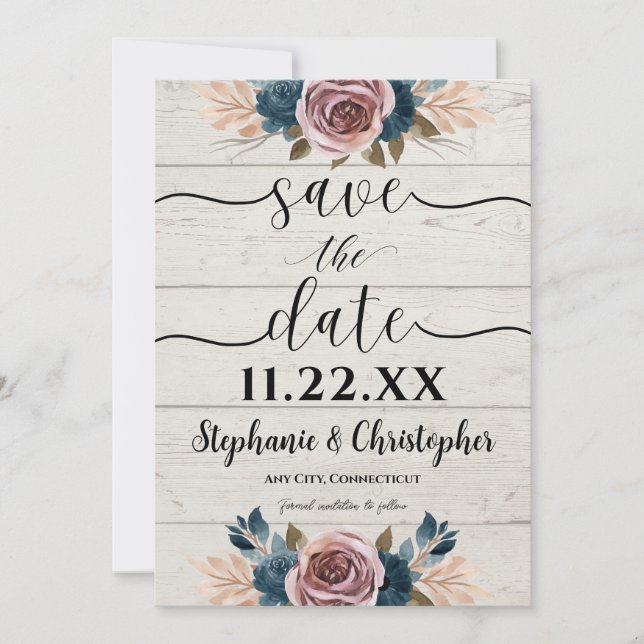 Rustic Farmhouse Wood Watercolor Save the Date Invitation (Front)