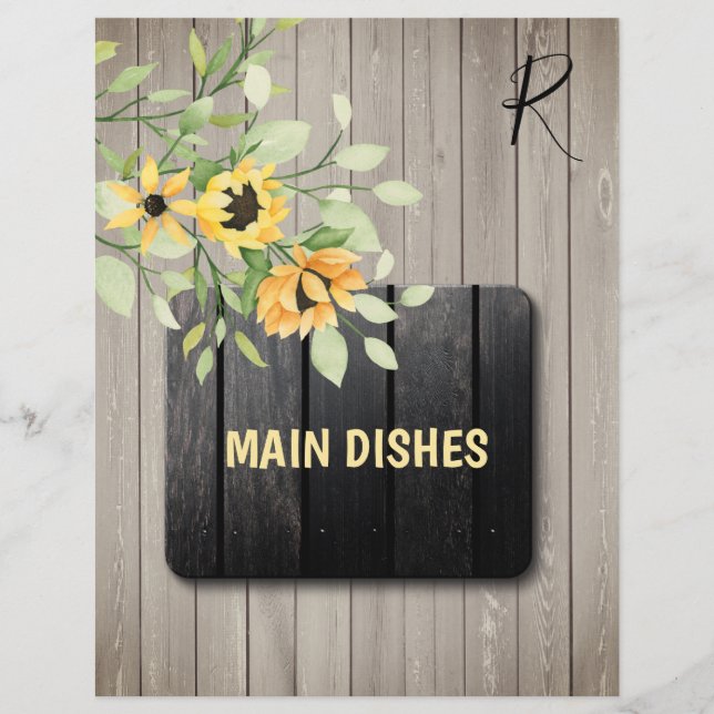 Rustic farmhouse wooden recipe organiser divider (Front)