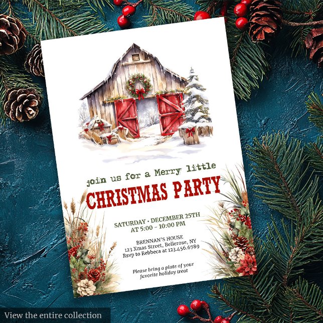 Rustic Farmhouse Yuletide Party Invitation (Rustic Farmhouse Yuletide Party Invitation)