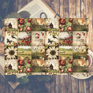 Rustic Farmland Collage Decoupage Tissue Paper