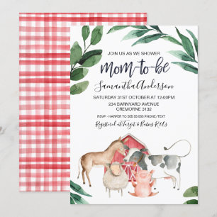 Rustic Farmyard Barnyard Baby Shower Invitation