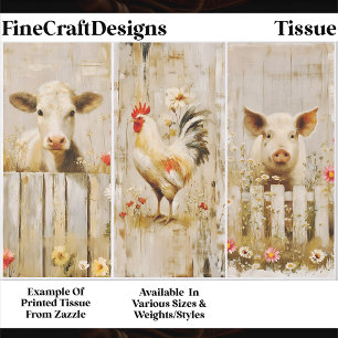 Rustic Farmyard Cow Rooster Pig FD1 Decoupage Tissue Paper