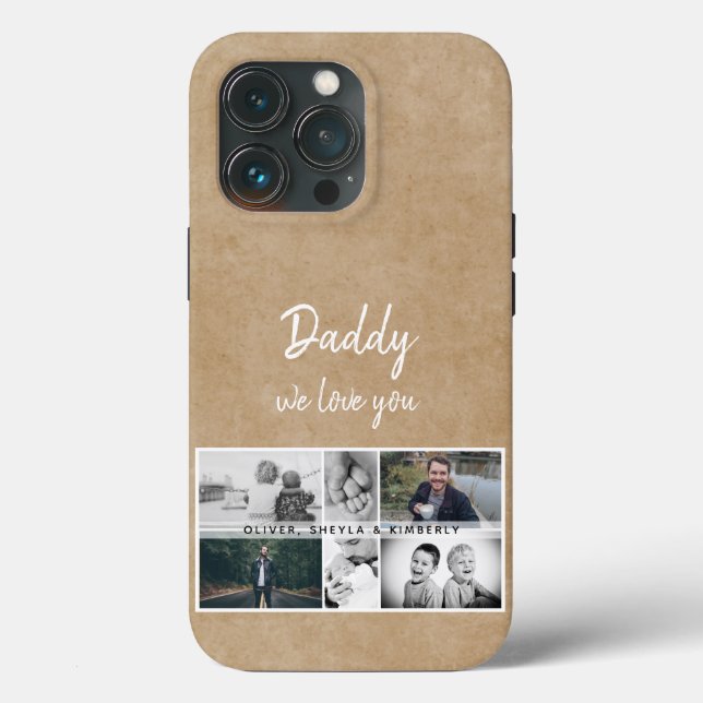 Rustic Father with Kids and Family Photo Collage Case-Mate iPhone Case (Back)