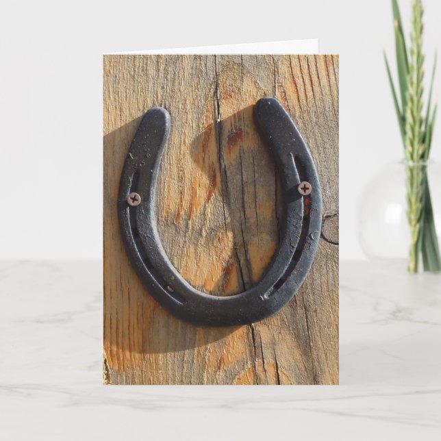 Rustic Father's Day Horseshoe Good Luck Charm Card (Front)