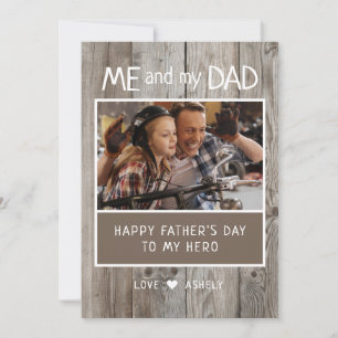 Rustic Father's Day Me and my Dad Photo Flat Holiday Card