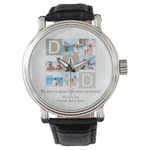 Rustic Father's Day Photo Collage Watch
