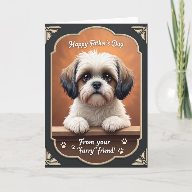 Rustic Fathers Day Puppy Card (Front)