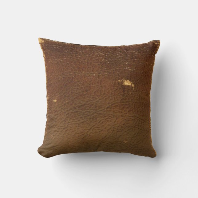 Rustic Faux Brown Leather Cushion (Front)