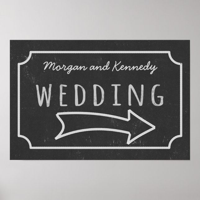 Rustic Faux Chalkboard Wedding Direction Poster (Front)