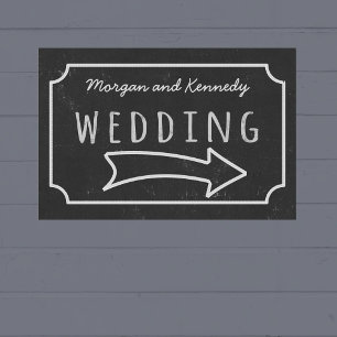 Rustic Faux Chalkboard Wedding Direction Poster