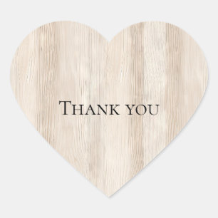 Rustic Faux Cream White Wood Wedding Heart Sticker