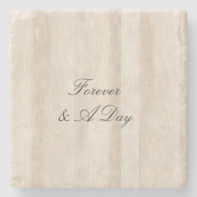 Rustic Faux Cream White Wood Wedding Stone Coaster (Front)