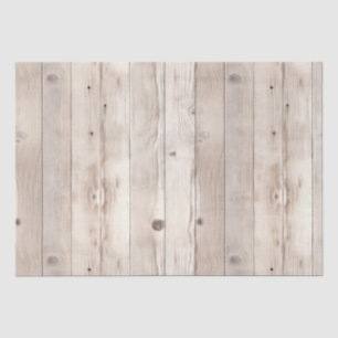 Rustic Faux Cream White Wood Wedding Tissue Paper
