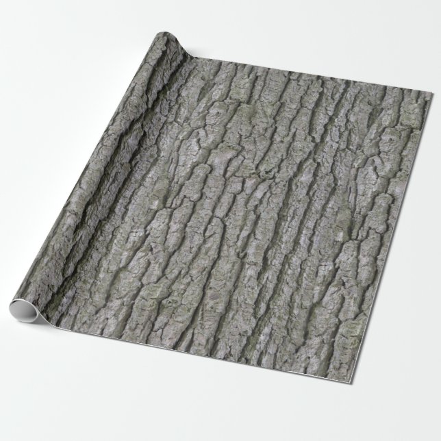 Rustic Faux Dry Wood Grain Tree Bark Wrapping Paper (Unrolled)