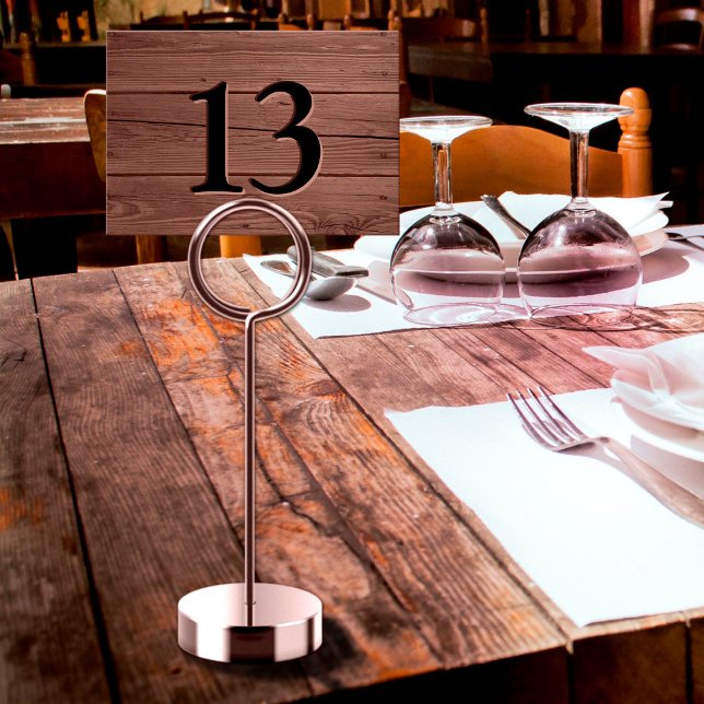 Rustic Faux Engraved Brown Wood Bar Table Number (Rustic Faux Engraved Brown Wood Bar Table Number)
