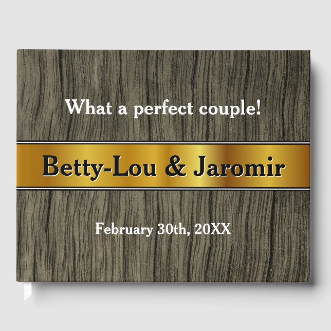 Rustic Faux Gold Look Matrimony Guestbook (Front)