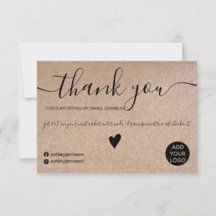 Rustic faux kraft black script  order thank you
