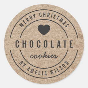 Rustic Faux Kraft Homemade Goods Merry Christmas Classic Round Sticker