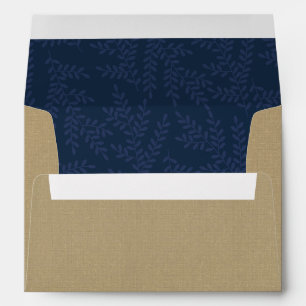 Rustic Faux Kraft Paper and Blue Foliage Envelope