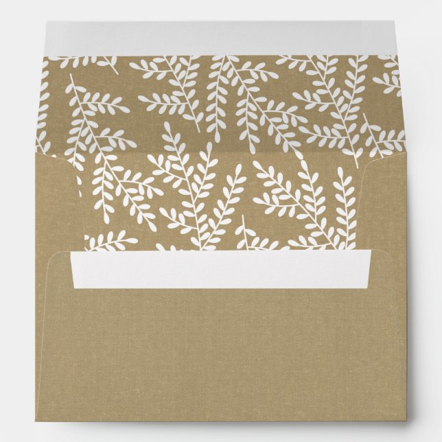 Rustic Faux Kraft Paper and White Foliage Envelope (Back (Bottom))