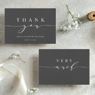 Rustic Faux Kraft Paper Black Thank You Card