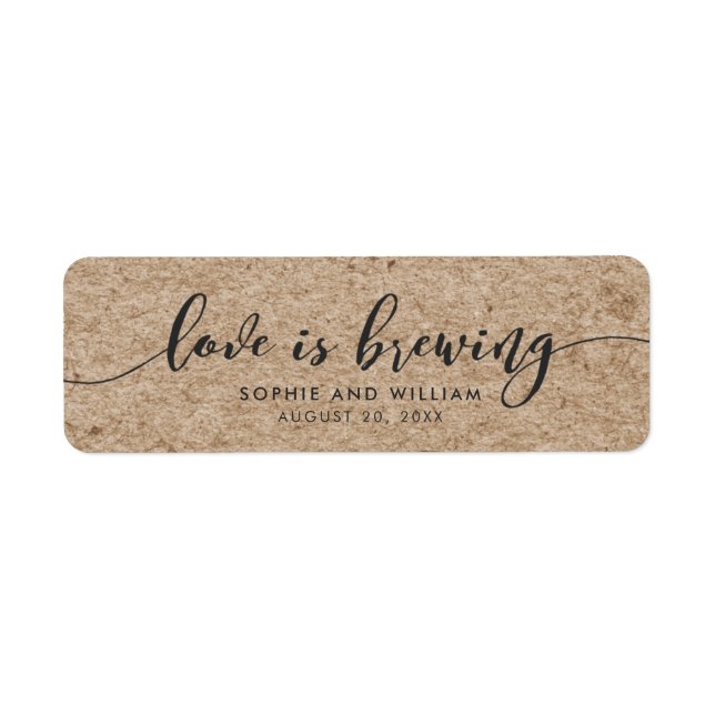 Rustic Faux Kraft Script Love is Brewing Wedding (Front)