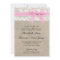 Rustic Faux Lace Burlap Wedding Invitation Pink