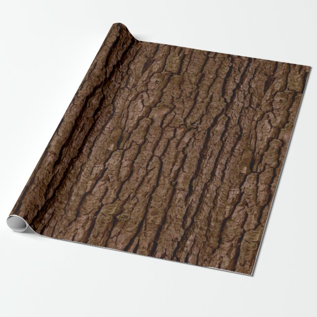 Rustic Faux Piece of Wood Grain Tree Bark Wrapping Paper (Unrolled)
