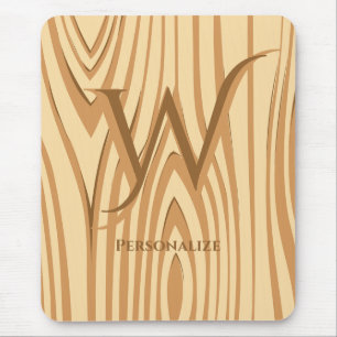 Rustic Faux Stained Brown Wood Personalised Custom Mouse Mat
