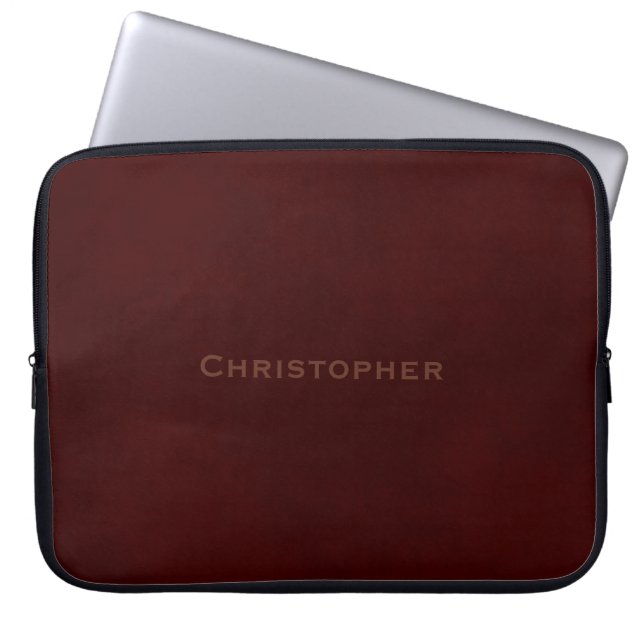 * Rustic Faux Stamped Mottled Brown Laptop Sleeve (Front)