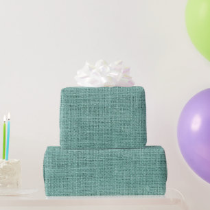 Rustic Faux Teal Burlap Texture Wrapping Paper