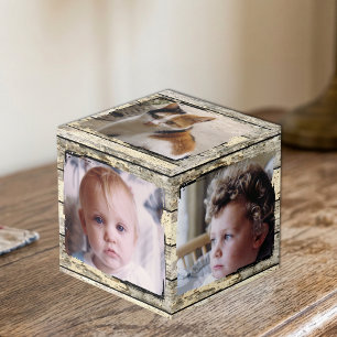 Rustic faux wood family 5 photo cube