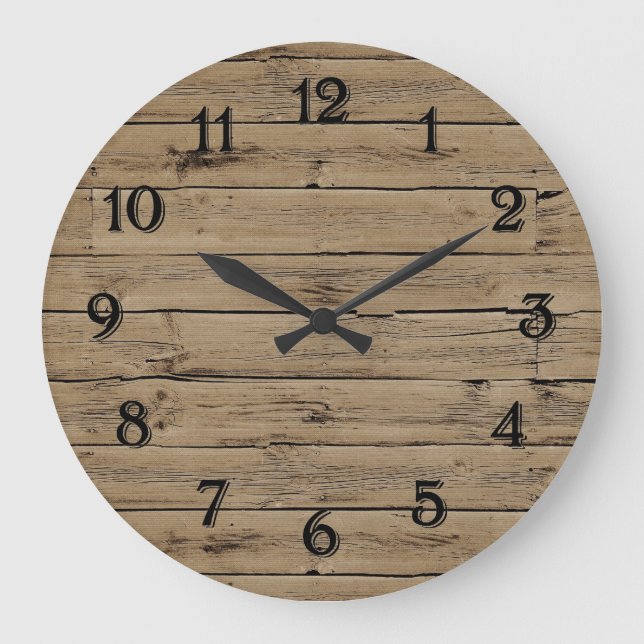Rustic Faux Wood Large Clock (Front)