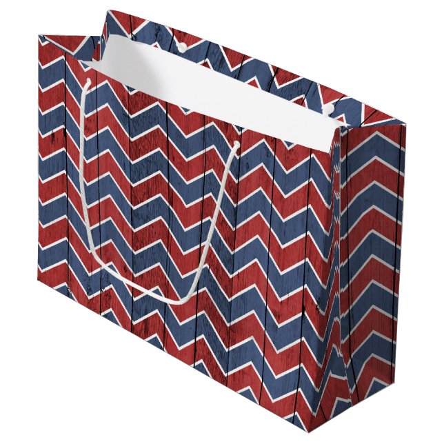Rustic faux wood pattern party gift bag (Front Angled)