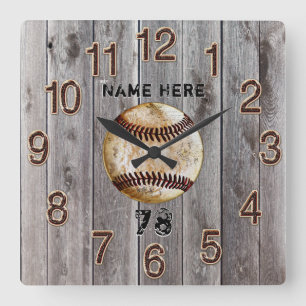 Rustic faux Wood Personalised Baseball Clock