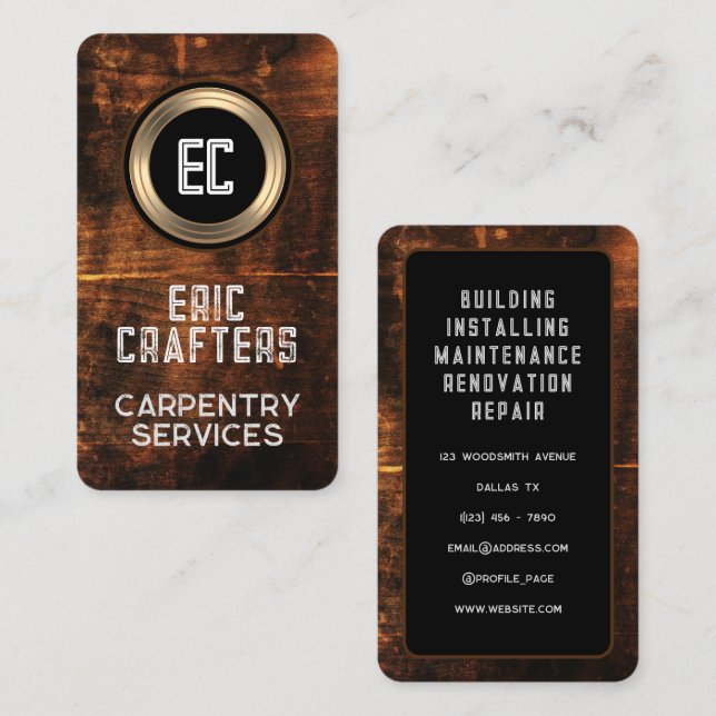 Rustic faux wood texture  business card (Front/Back)