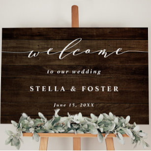Rustic Faux Wood Wedding Welcome Sign