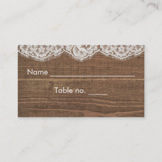 Rustic Faux Wood with Lace Place Card