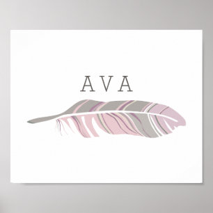 Rustic Feather   Purple Personalized Name Wall Art
