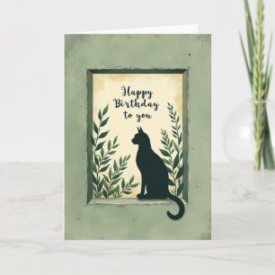 Rustic Feline Birthday Card