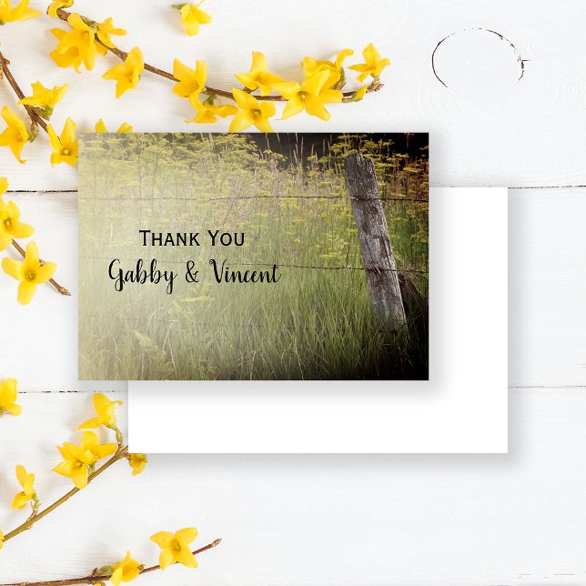 Rustic Fence Post Country Wedding Thank You Note Card (Creator Uploaded)
