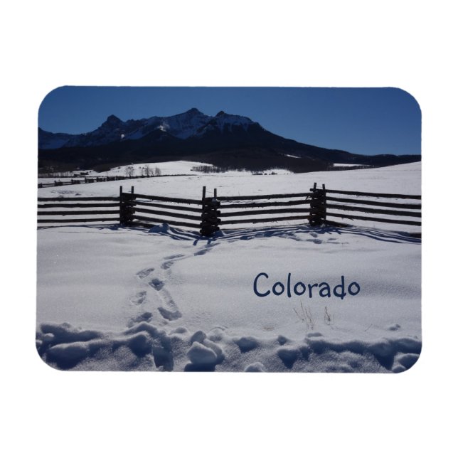 Rustic Fence Snowy San Juans Dallas Divide Magnet (Horizontal)