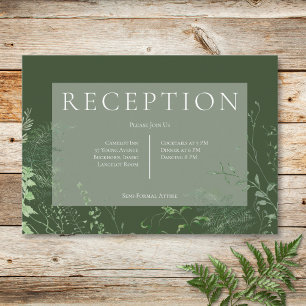Rustic Fern Green Foliage Emerald Green Reception Enclosure Card